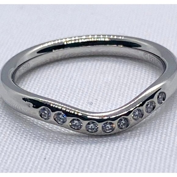 Tiffany & Co Elsa Peretti Wave Diamond Wedding Band Platinum 4 - Picture 1 of 8